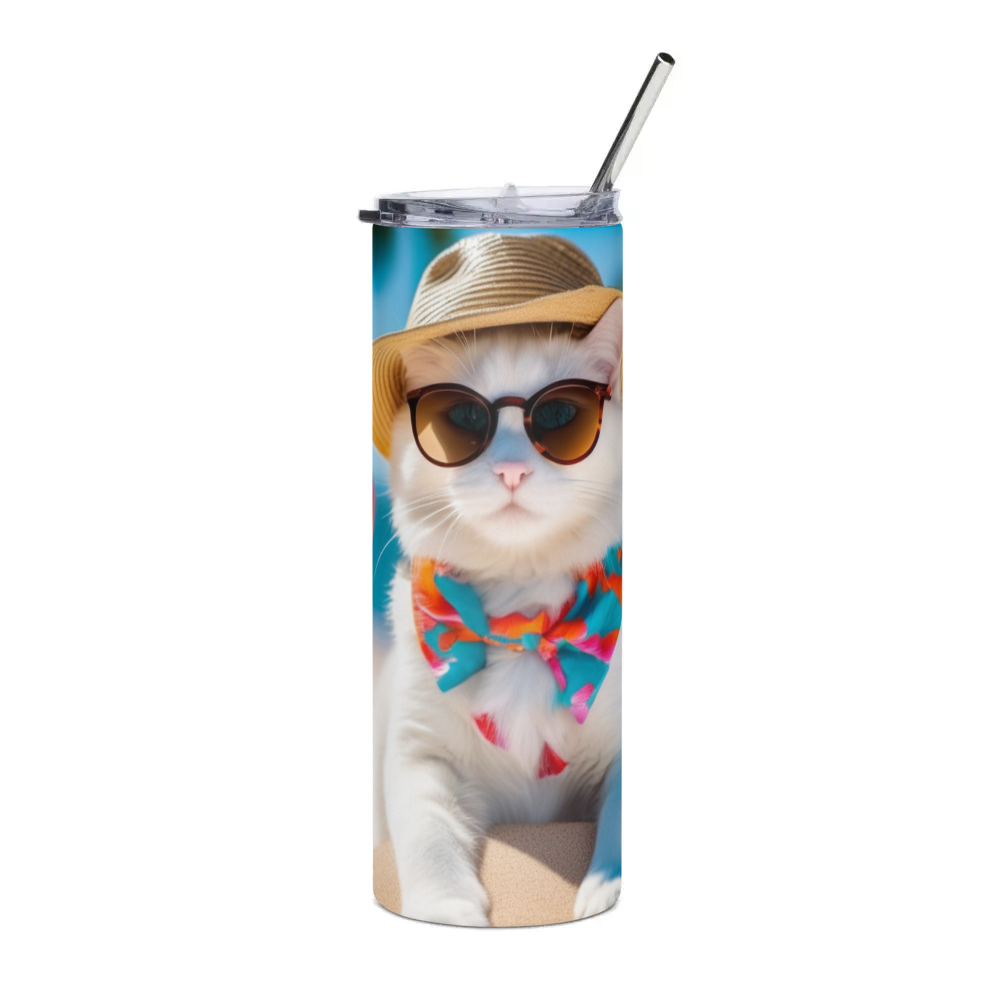 PugMug Custom White Companion Cat Stainless Steel Tumbler