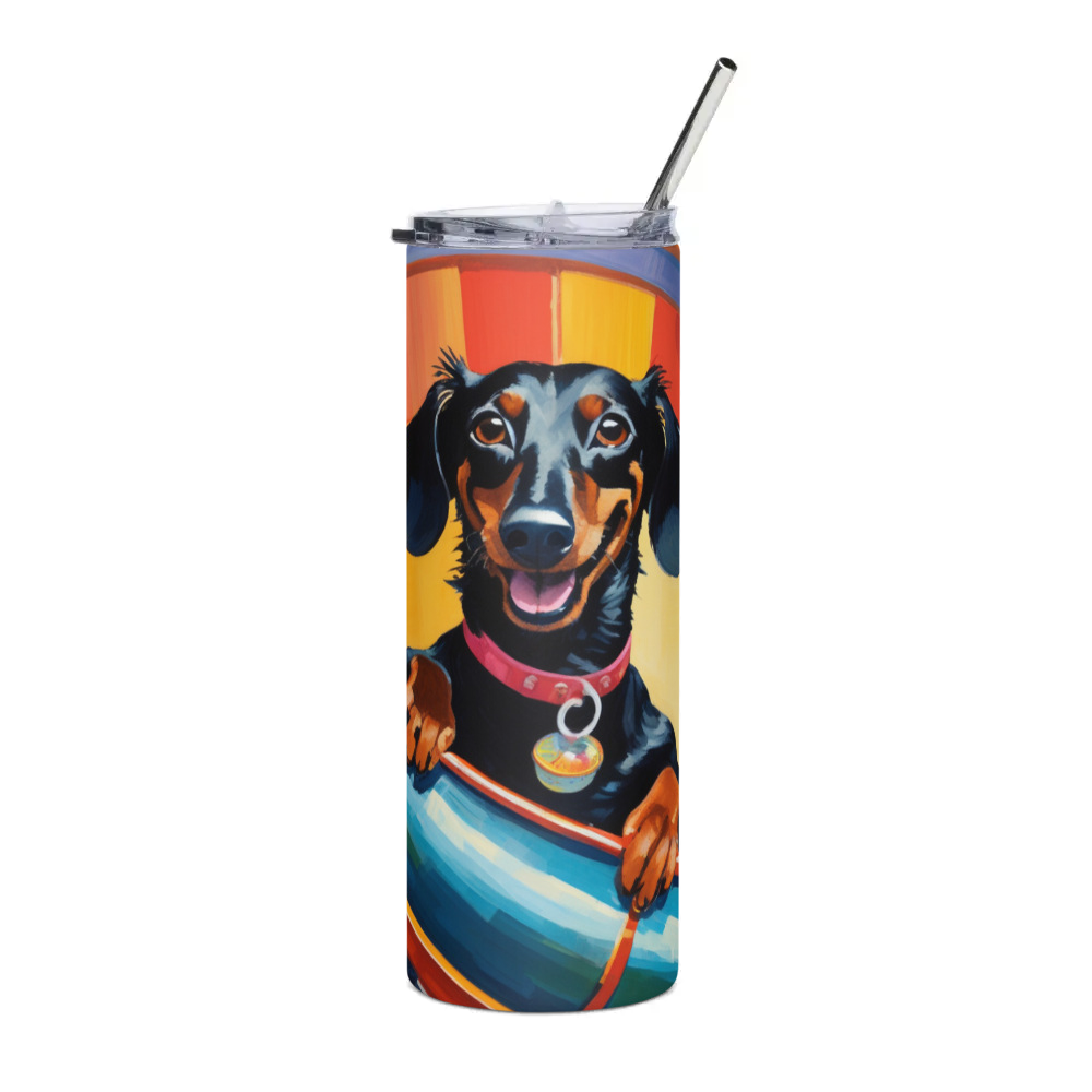 PugMug Custom Black Dachshund Stainless Steel Tumbler