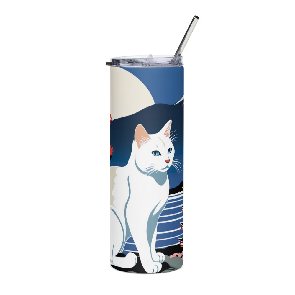 PugMug Custom White Companion Cat Stainless Steel Tumbler