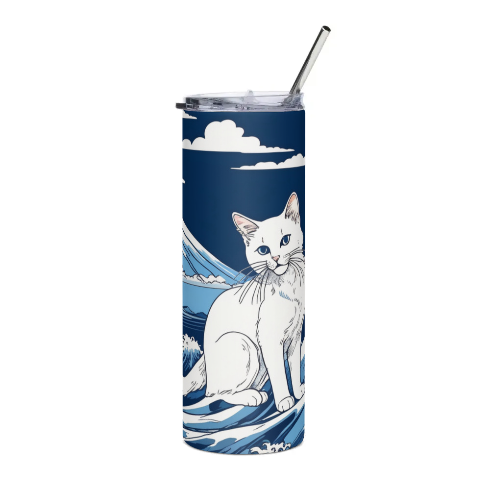 PugMug Custom White Companion Cat Stainless Steel Tumbler