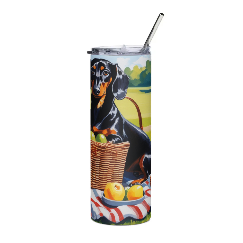PugMug Custom Black Dachshund Stainless Steel Tumbler