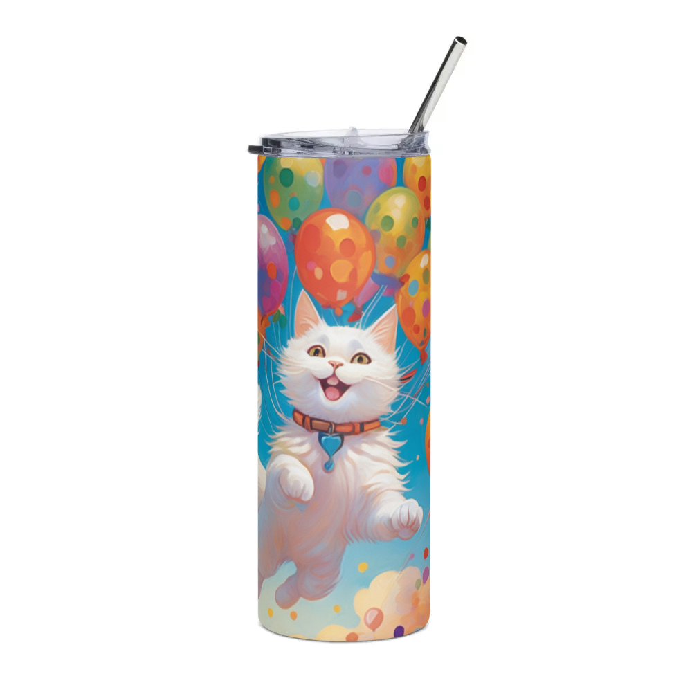 PugMug Custom White Companion Cat Stainless Steel Tumbler