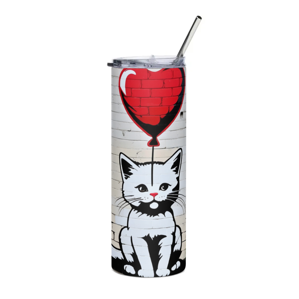 PugMug Custom White Companion Cat Stainless Steel Tumbler