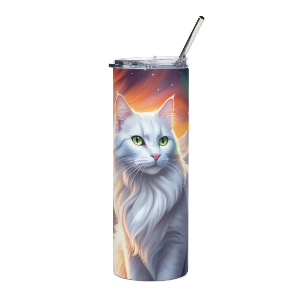 PugMug Custom White Companion Cat Stainless Steel Tumbler