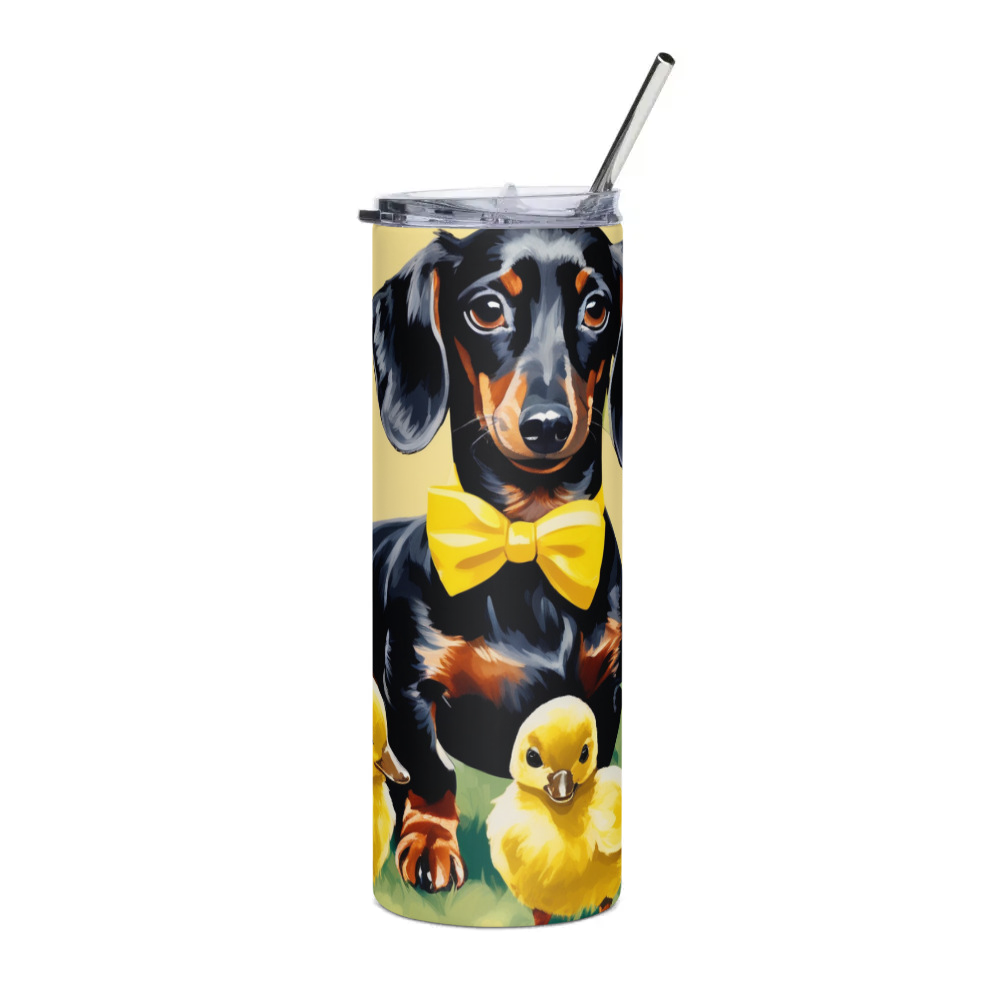 PugMug Custom Black Dachshund Stainless Steel Tumbler