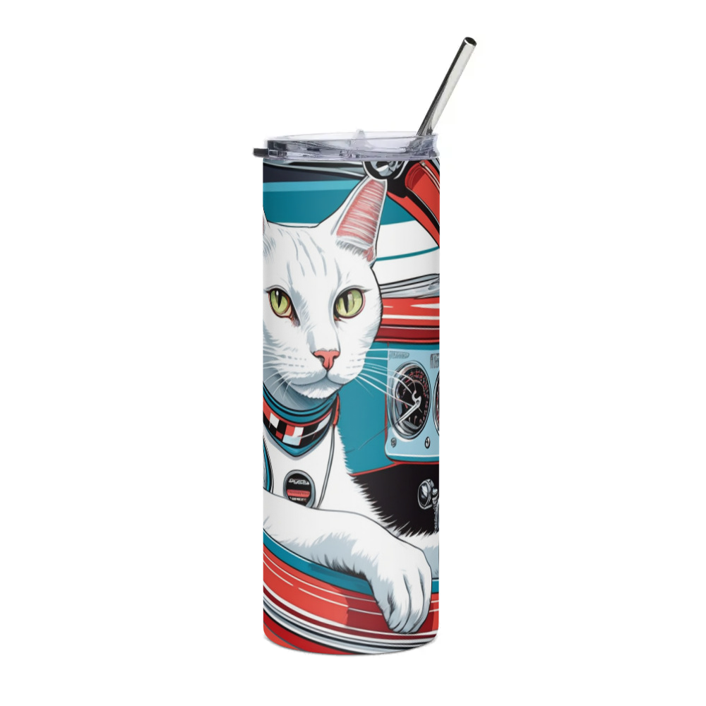 PugMug Custom White Companion Cat Stainless Steel Tumbler