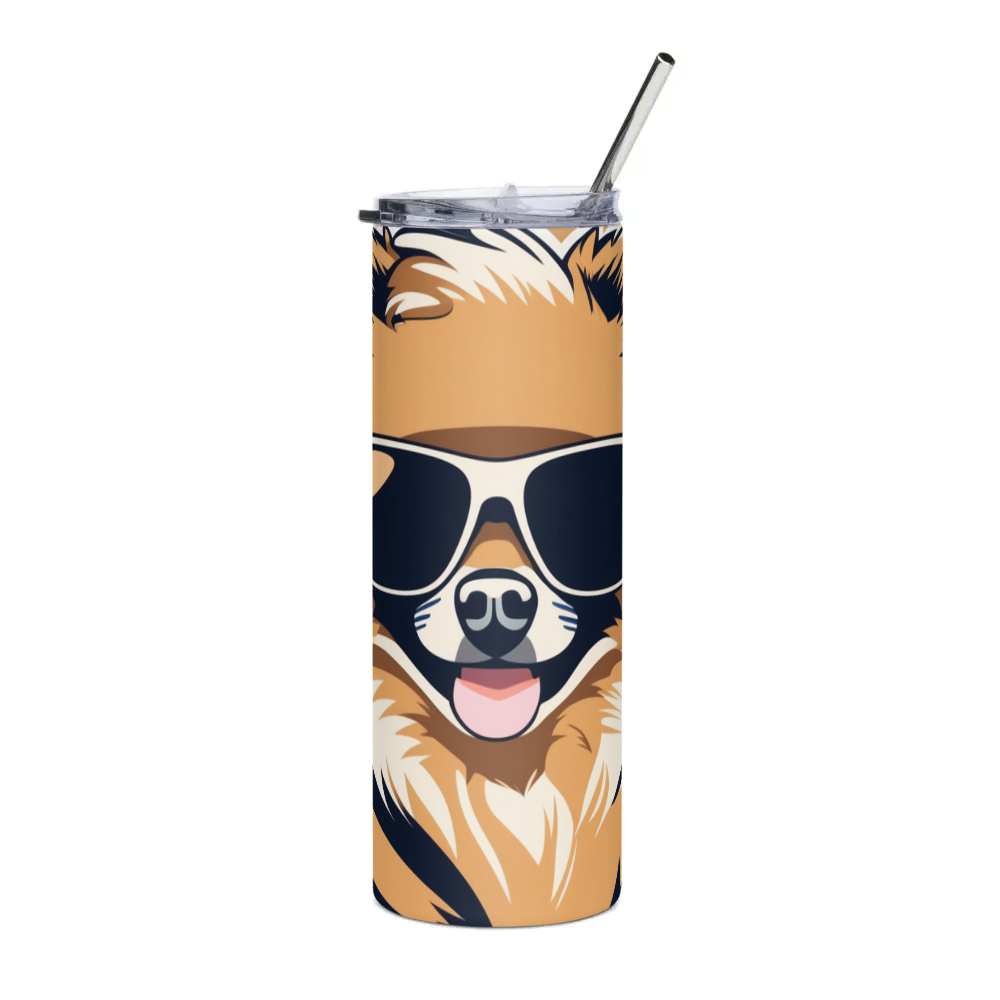 PugMug Custom Tan Pomeranian Stainless Steel Tumbler