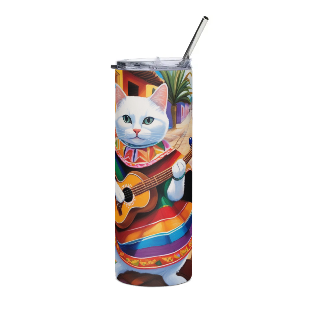 PugMug Custom White Companion Cat Stainless Steel Tumbler