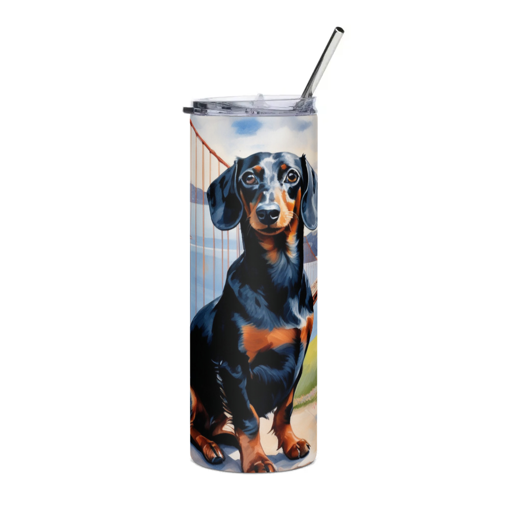 PugMug Custom Black Dachshund Stainless Steel Tumbler