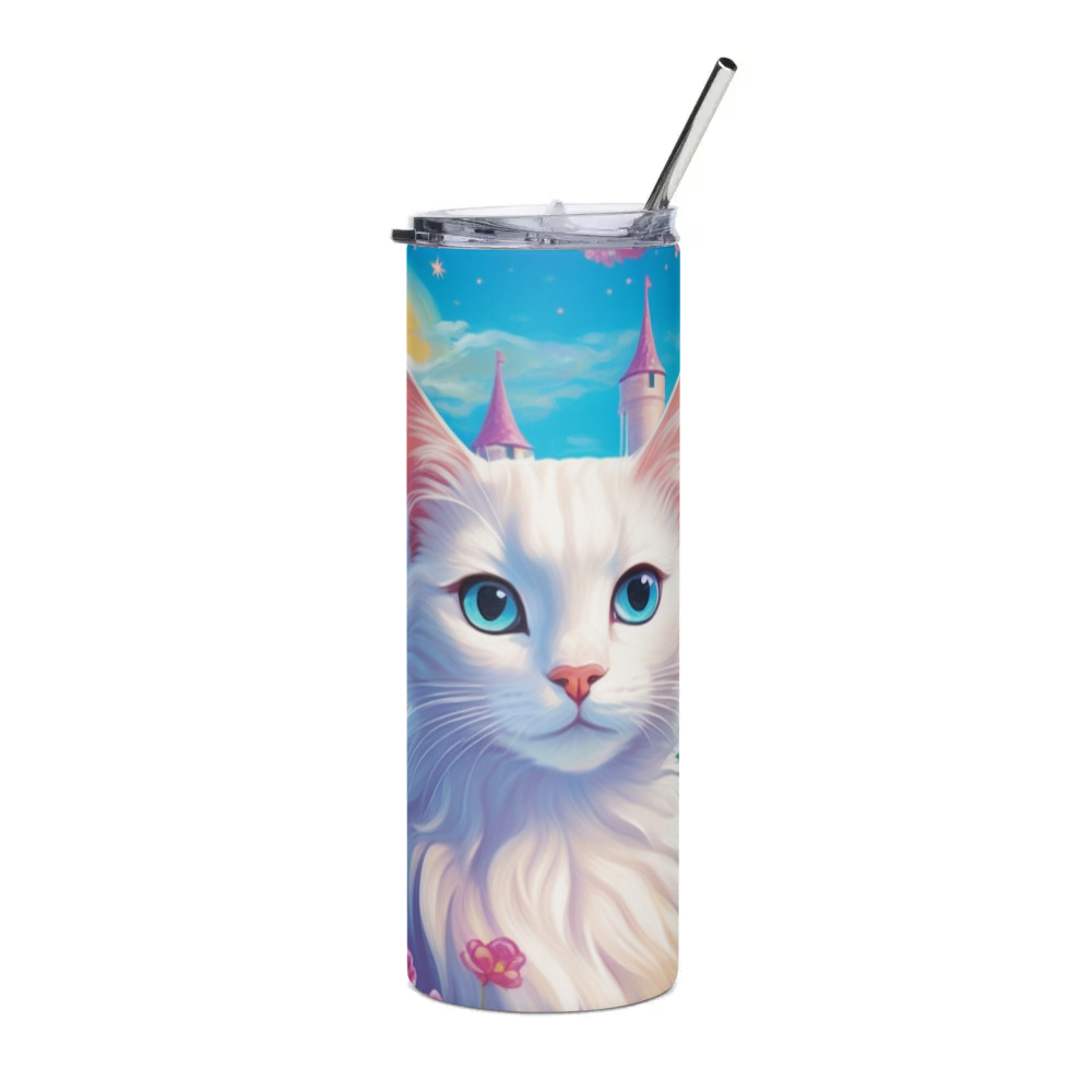 PugMug Custom White Companion Cat Stainless Steel Tumbler