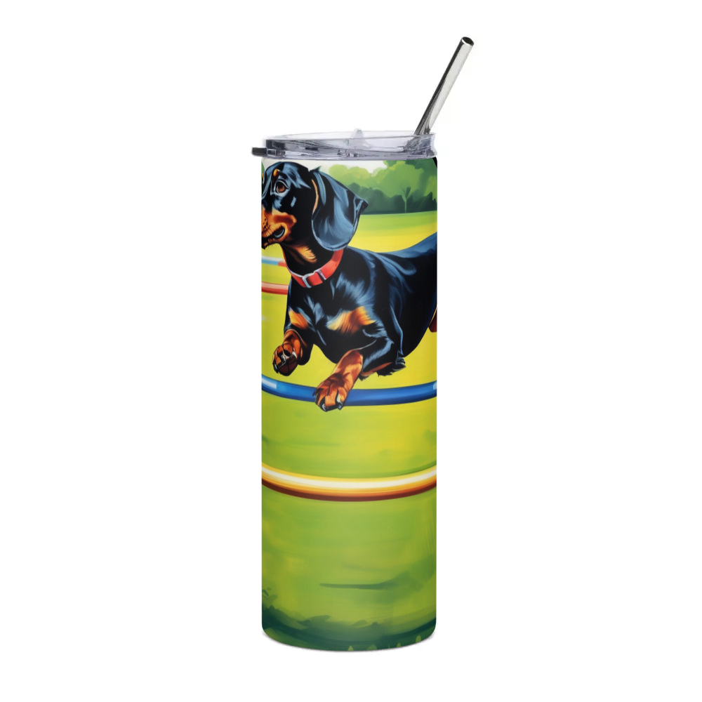 PugMug Custom Black Dachshund Stainless Steel Tumbler