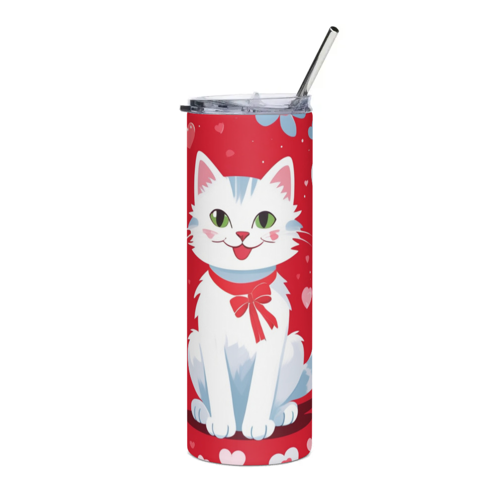 PugMug Custom White Companion Cat Stainless Steel Tumbler