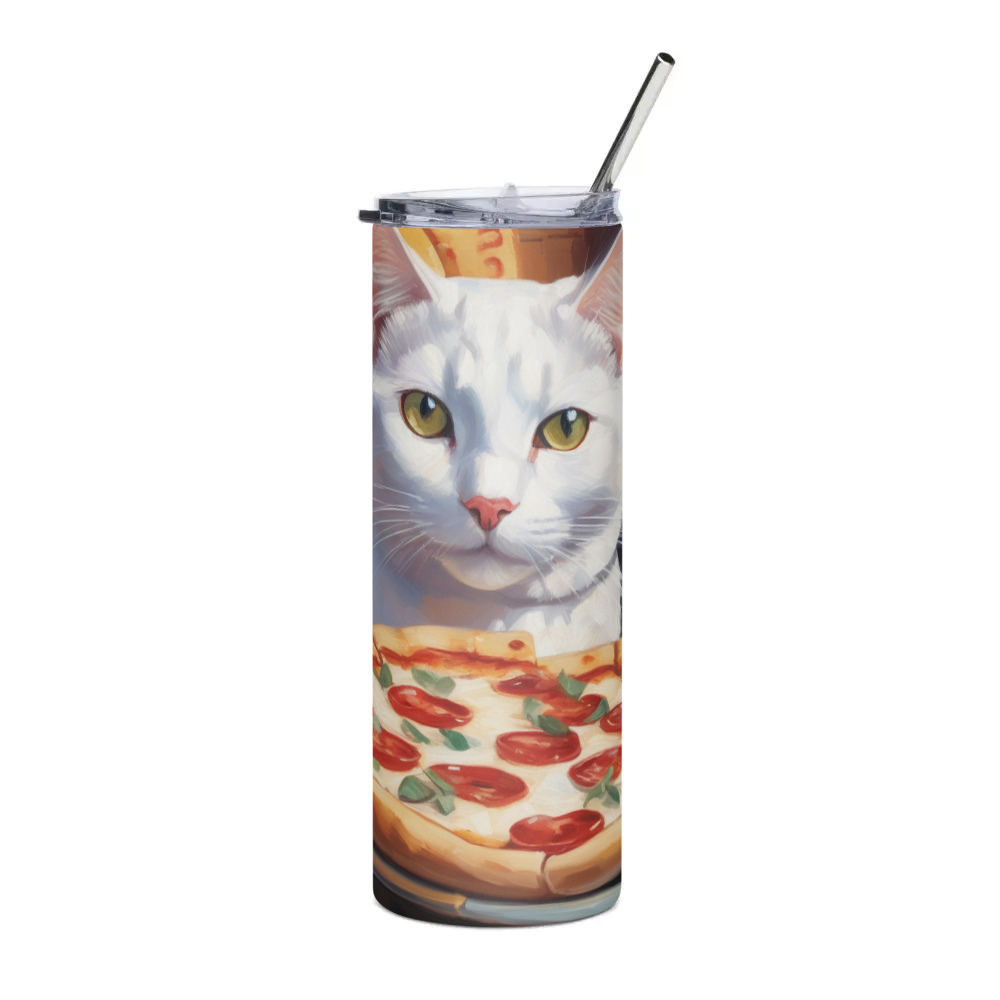 PugMug Custom White Companion Cat Stainless Steel Tumbler