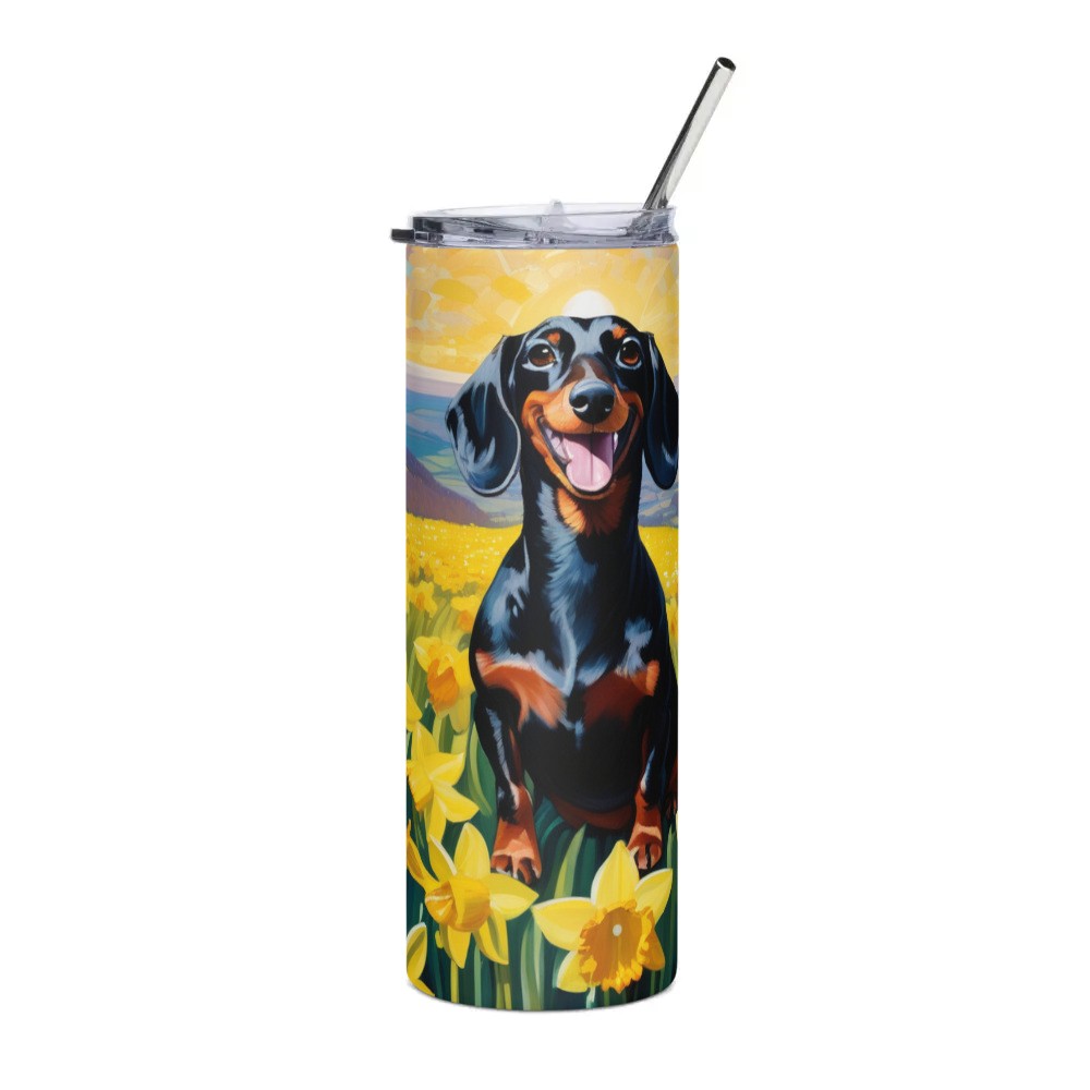 PugMug Custom Black Dachshund Stainless Steel Tumbler