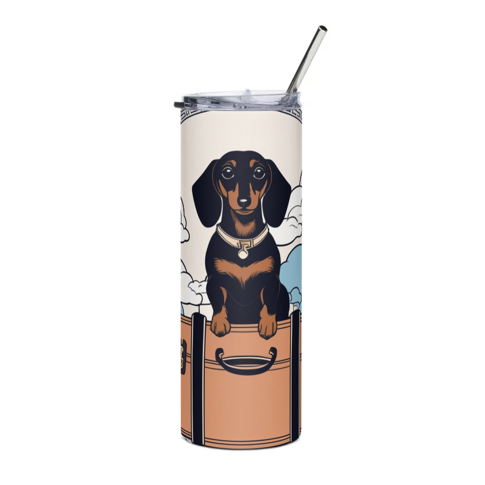 PugMug Custom Black Dachshund Stainless Steel Tumbler