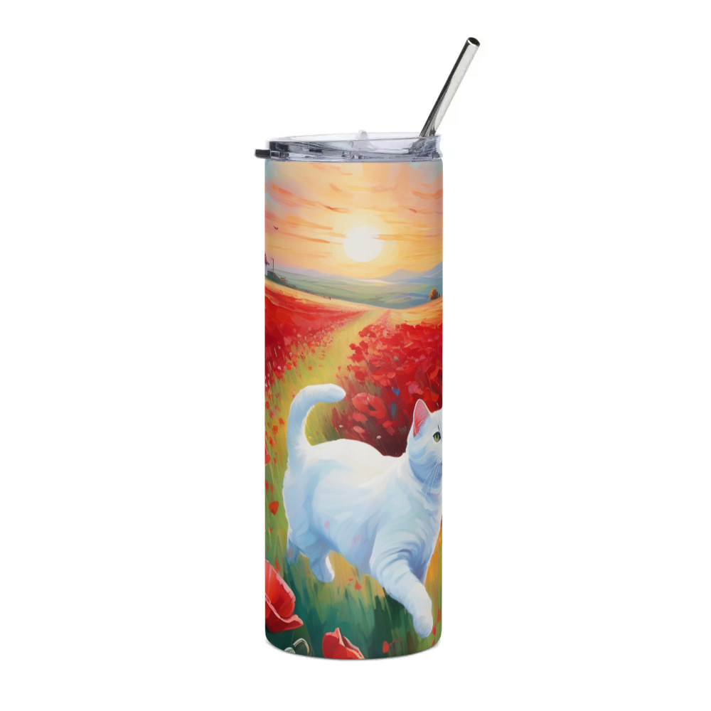 PugMug Custom White Companion Cat Stainless Steel Tumbler