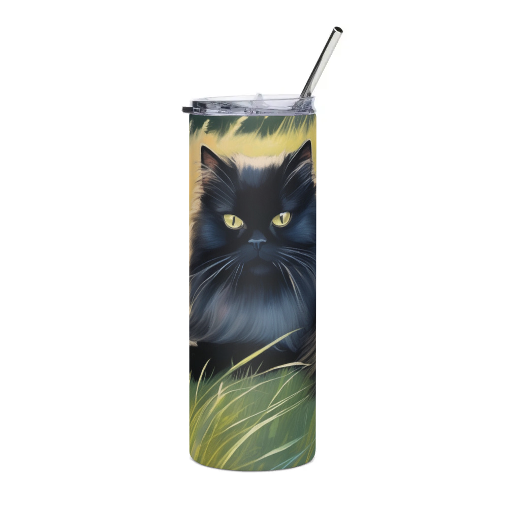 PugMug Custom Black Persian Cat Stainless Steel Tumbler