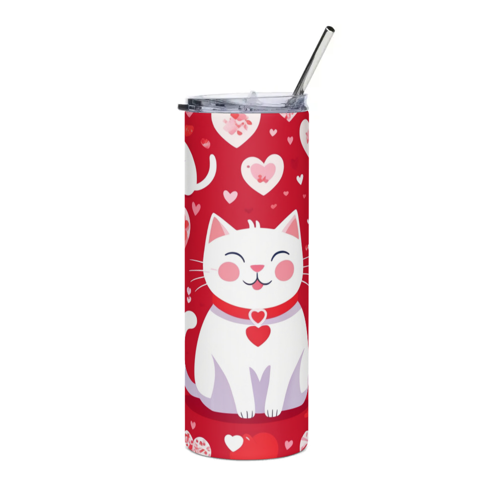 PugMug Custom White Companion Cat Stainless Steel Tumbler