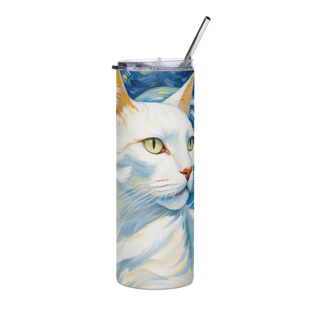 PugMug Custom White Companion Cat Stainless Steel Tumbler