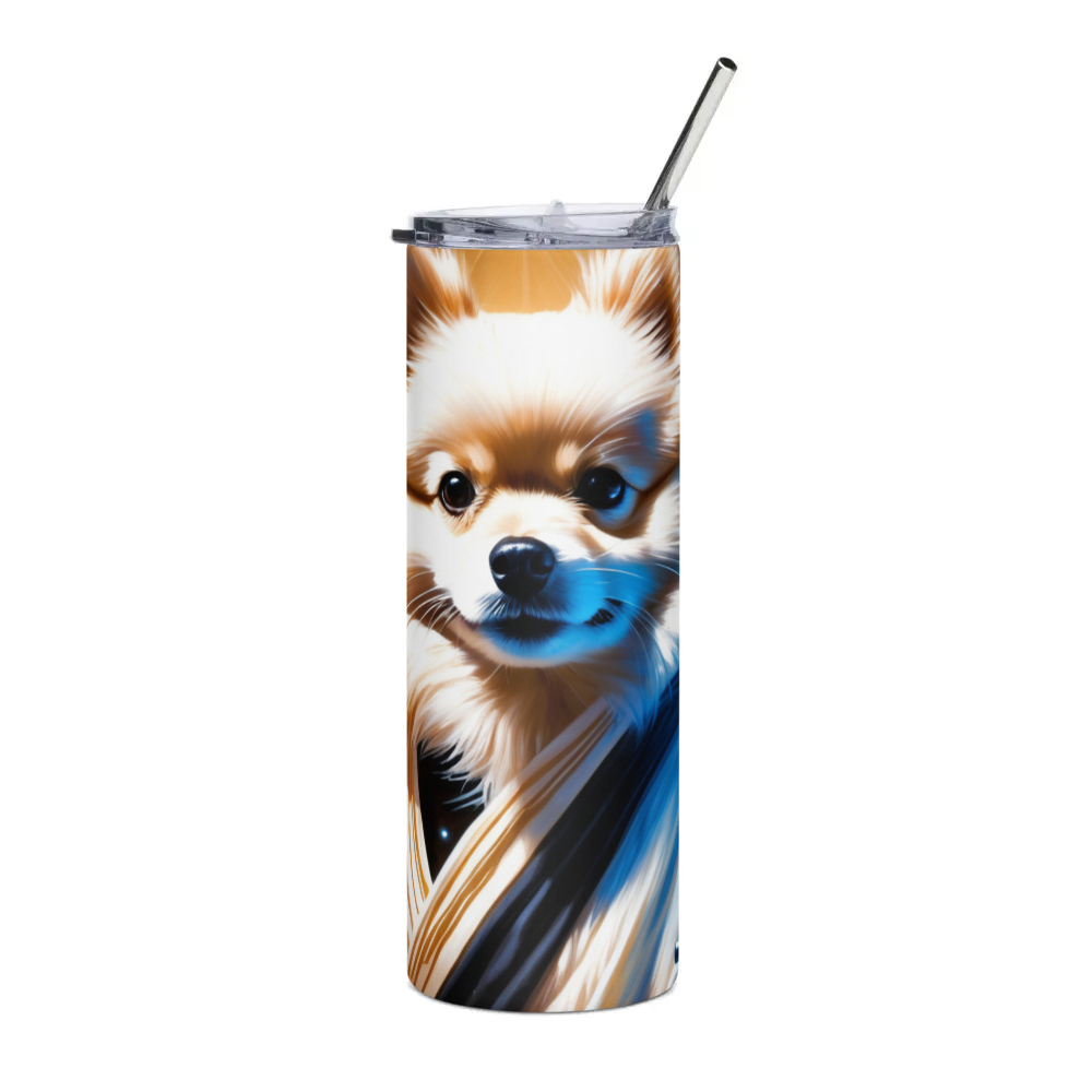 PugMug Custom White Pomeranian Stainless Steel Tumbler