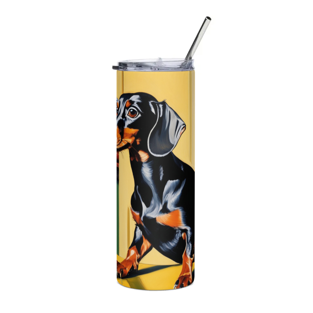 PugMug Custom Black Dachshund Stainless Steel Tumbler