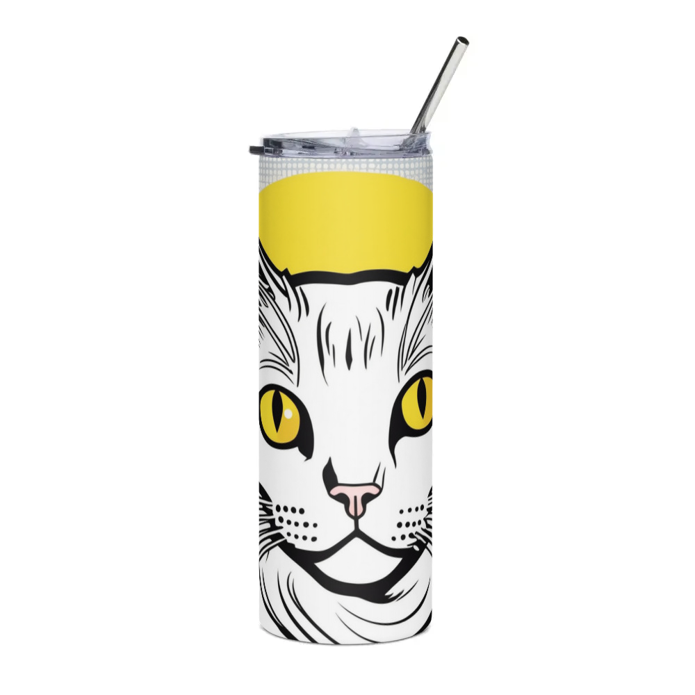 PugMug Custom White Companion Cat Stainless Steel Tumbler