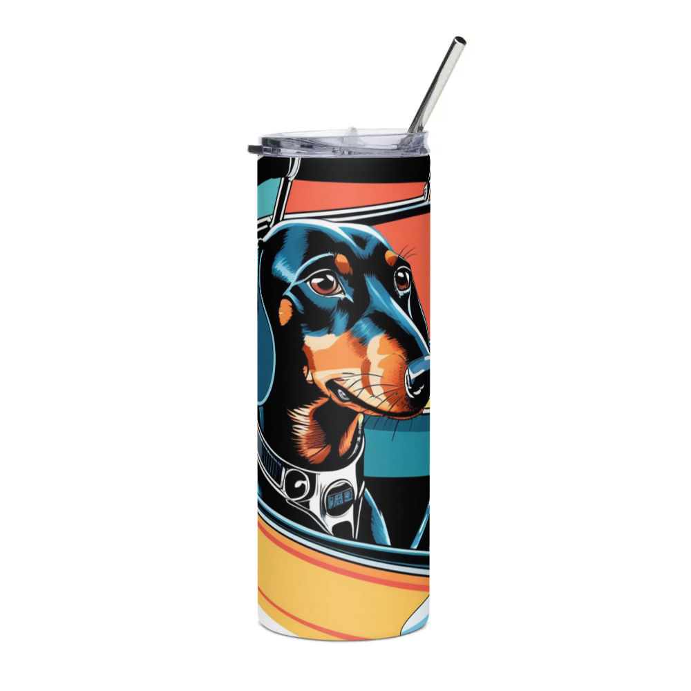 PugMug Custom Black Dachshund Stainless Steel Tumbler