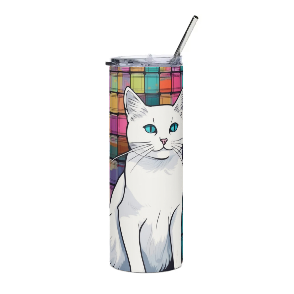 PugMug Custom White Companion Cat Stainless Steel Tumbler