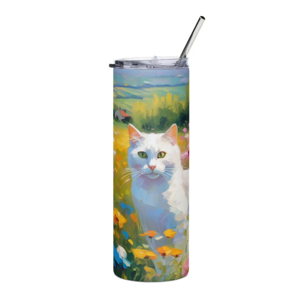 PugMug Custom White Companion Cat Stainless Steel Tumbler