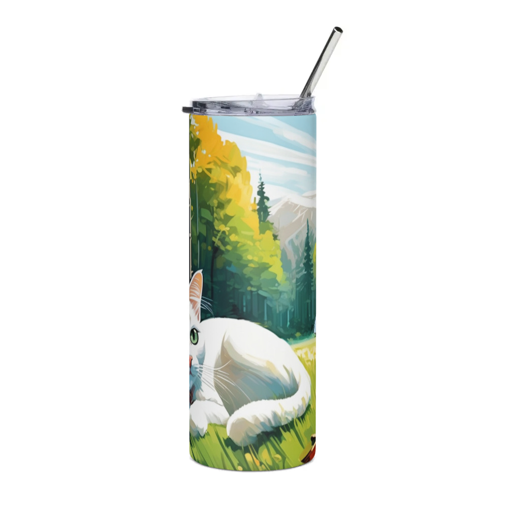 PugMug Custom White Companion Cat Stainless Steel Tumbler