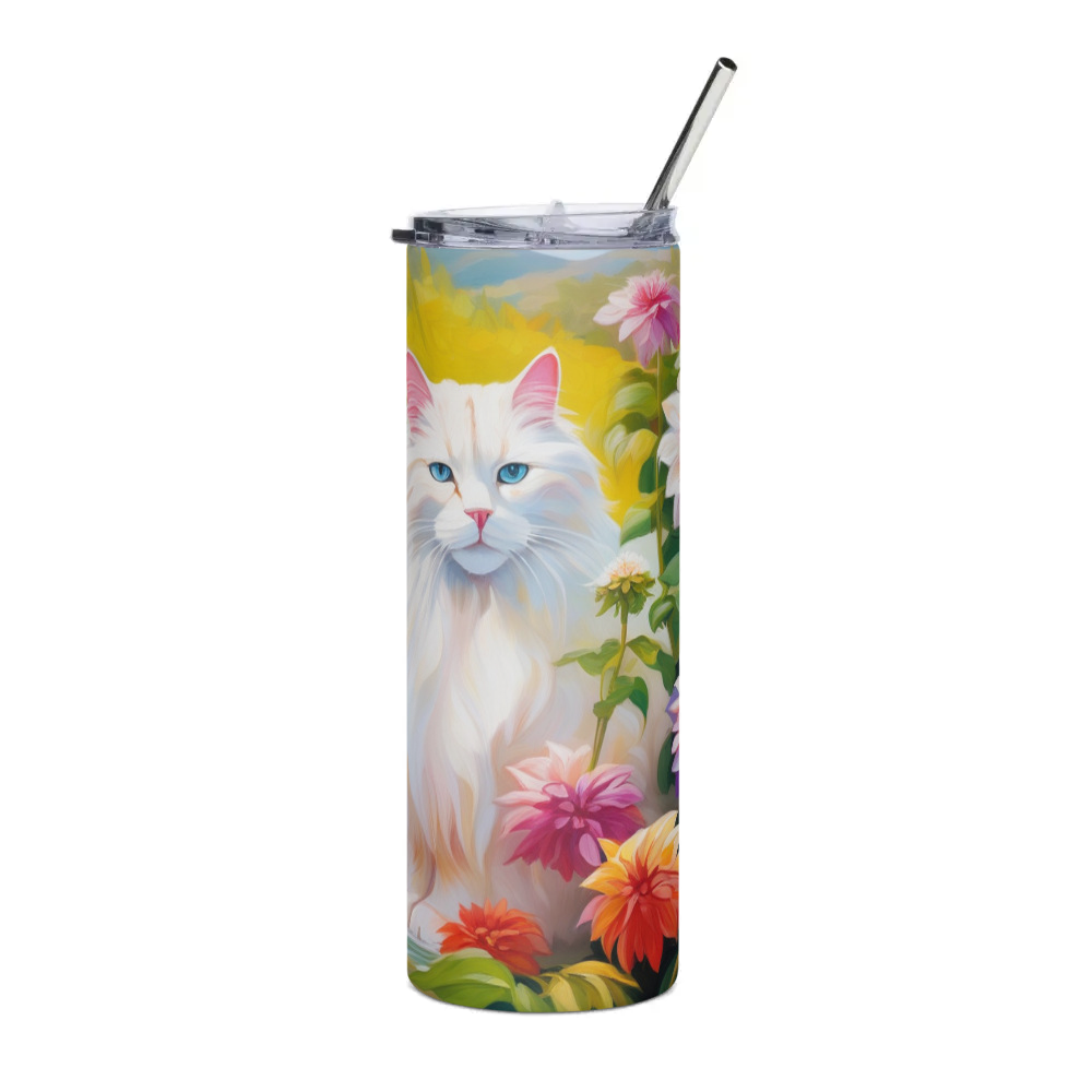 PugMug Custom White Companion Cat Stainless Steel Tumbler