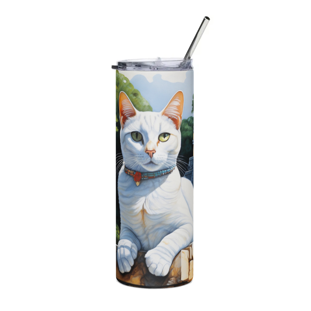 PugMug Custom White Companion Cat Stainless Steel Tumbler