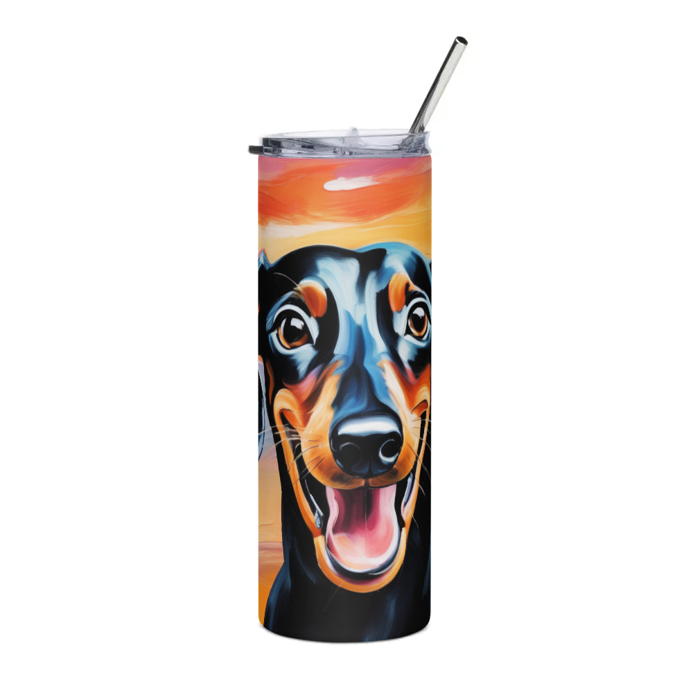 PugMug Custom Black Dachshund Stainless Steel Tumbler