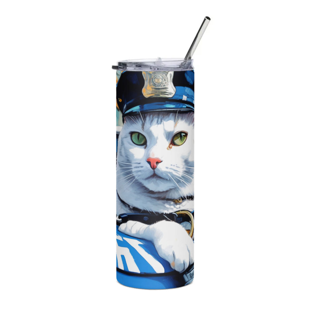 PugMug Custom White Companion Cat Stainless Steel Tumbler
