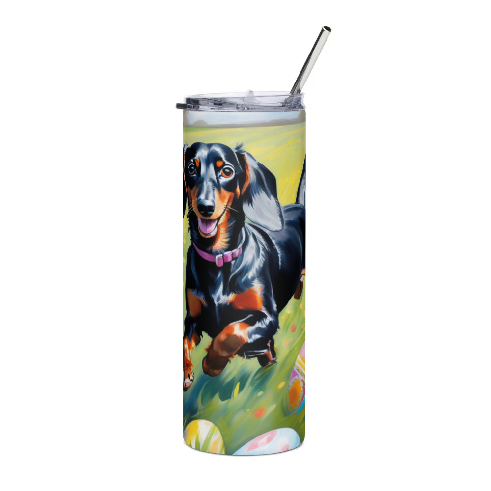 PugMug Custom Black Dachshund Stainless Steel Tumbler