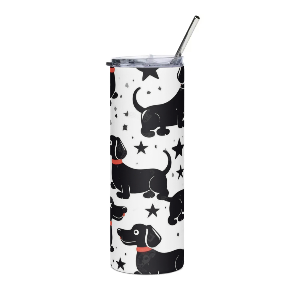 PugMug Custom Black Dachshund Stainless Steel Tumbler