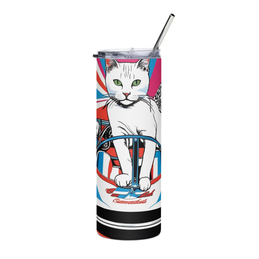 PugMug Custom White Companion Cat Stainless Steel Tumbler