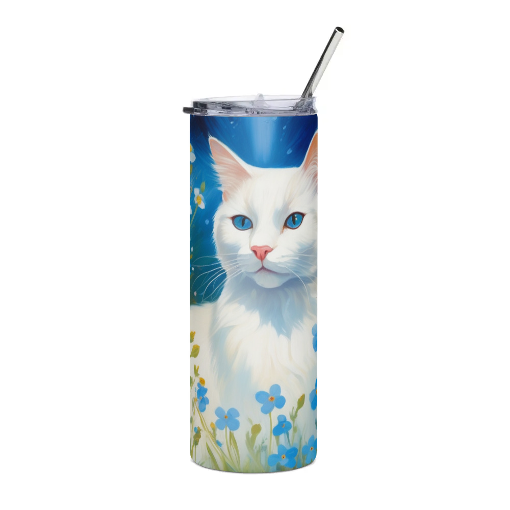 PugMug Custom White Companion Cat Stainless Steel Tumbler