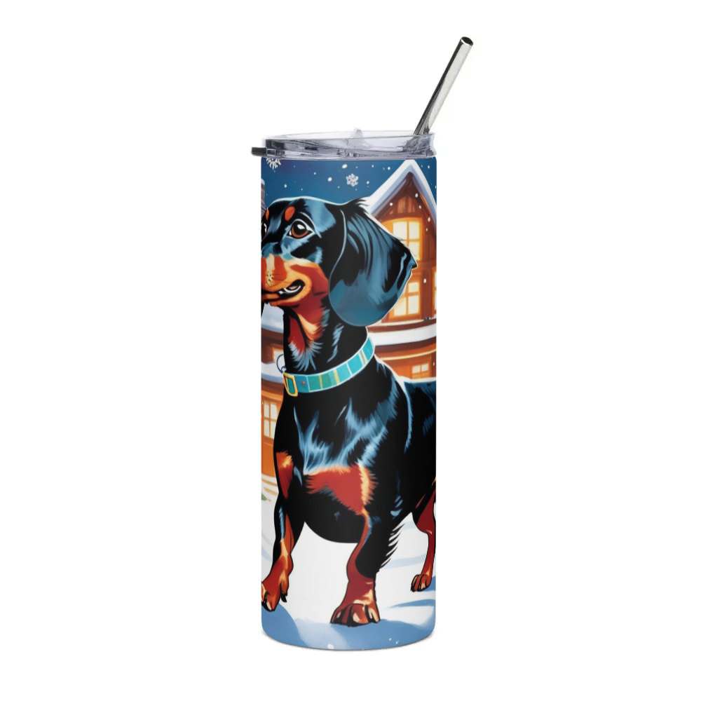 PugMug Custom Black Dachshund Stainless Steel Tumbler