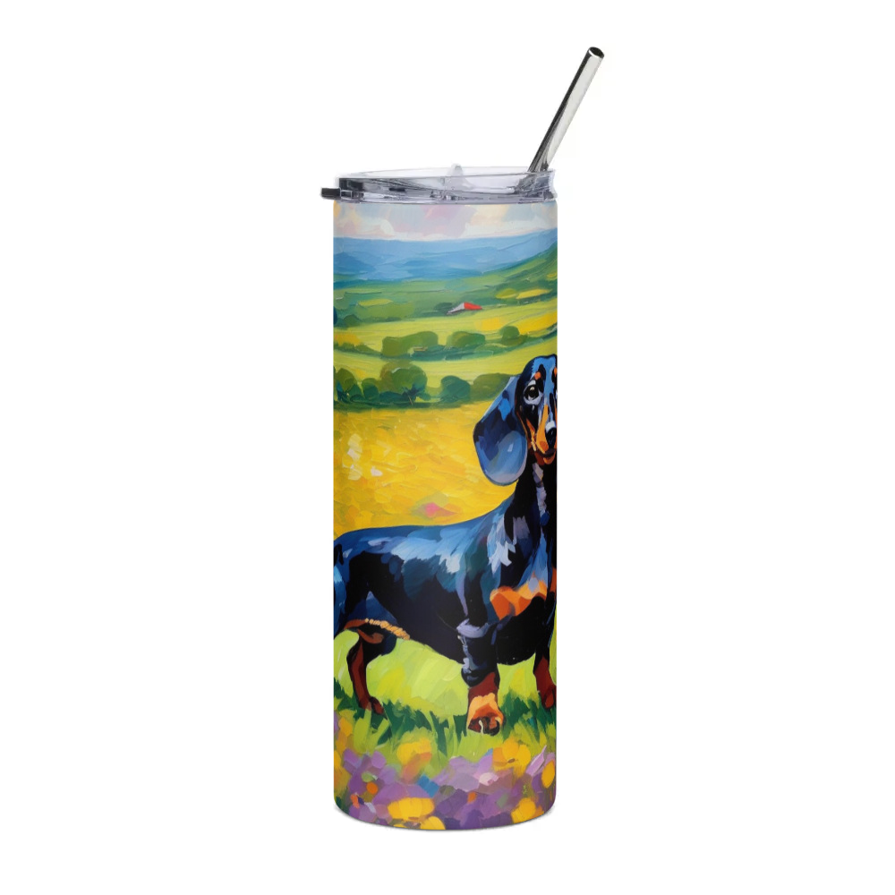 PugMug Custom Black Dachshund Stainless Steel Tumbler