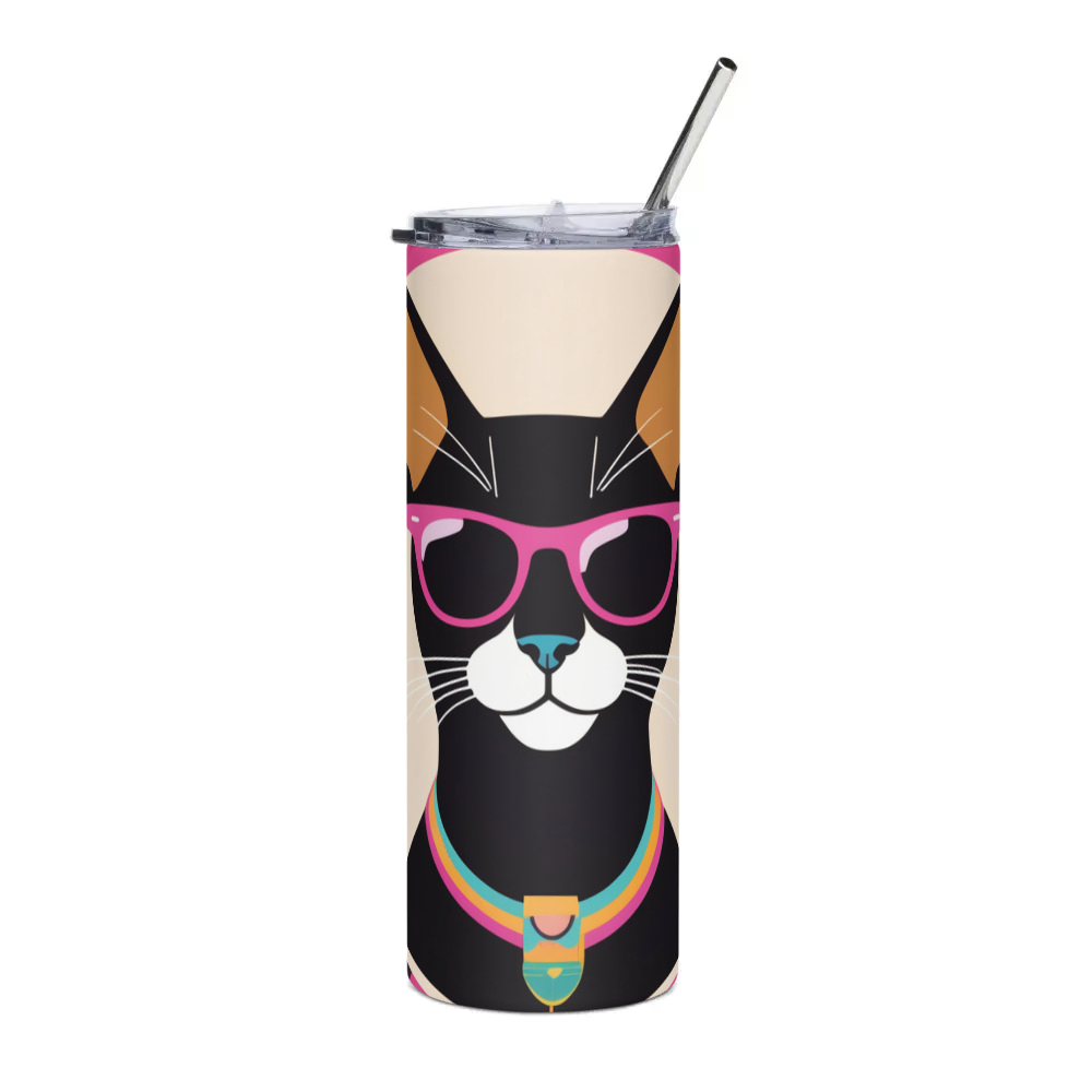 PugMug Custom Black Abyssinian Cat Stainless Steel Tumbler