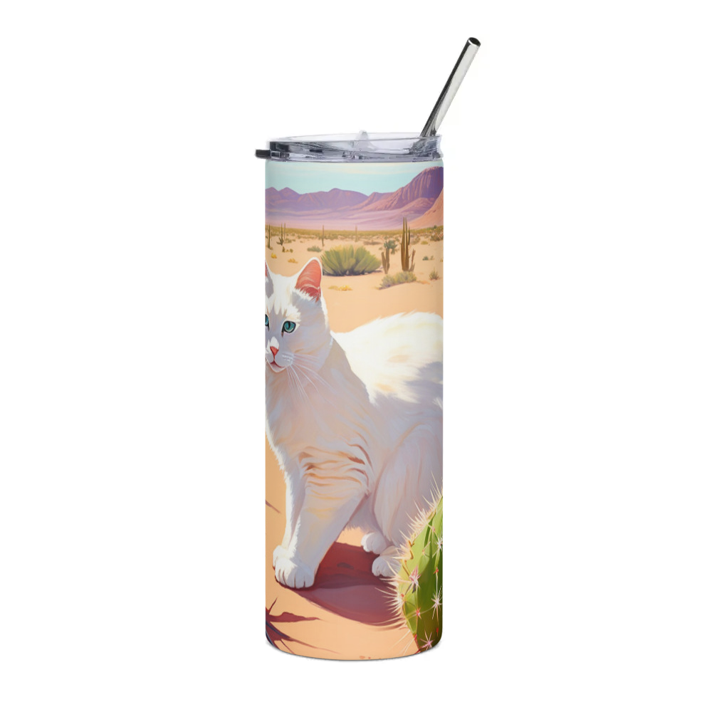 PugMug Custom White Companion Cat Stainless Steel Tumbler