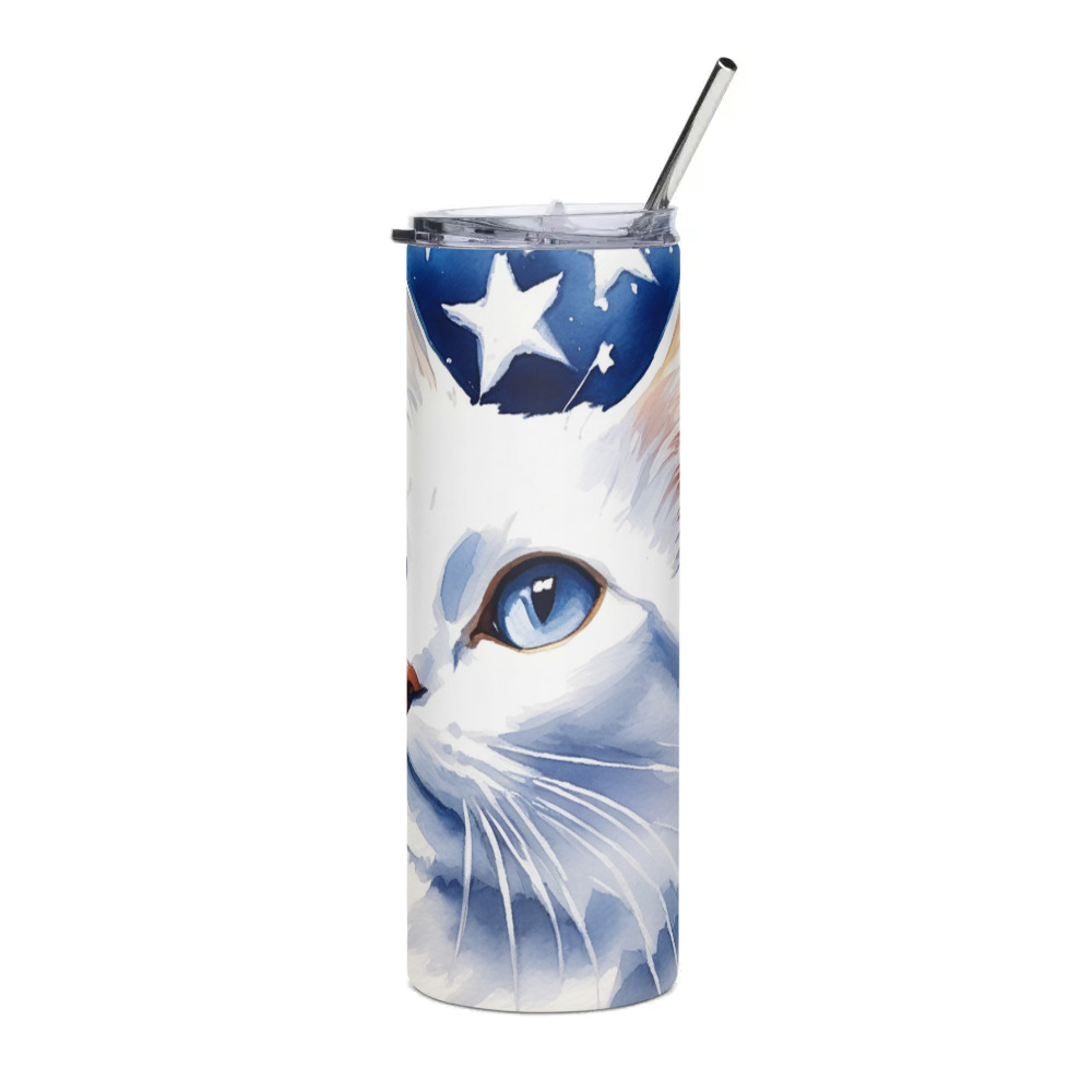 PugMug Custom White Companion Cat Stainless Steel Tumbler