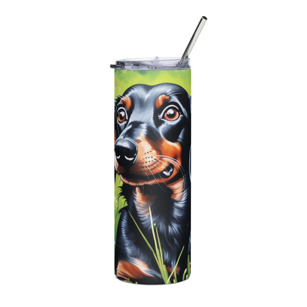 PugMug Custom Black Dachshund Stainless Steel Tumbler