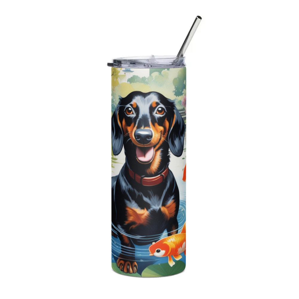 PugMug Custom Black Dachshund Stainless Steel Tumbler
