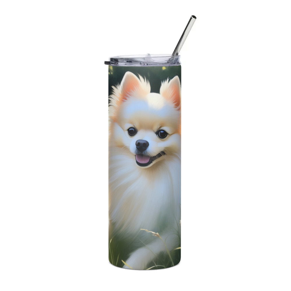 PugMug Custom White Pomeranian Stainless Steel Tumbler