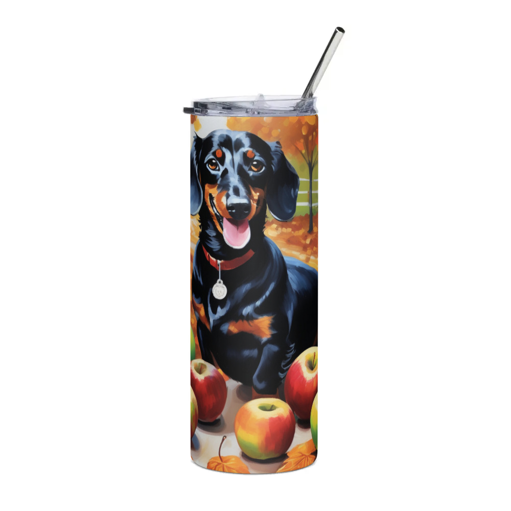 PugMug Custom Black Dachshund Stainless Steel Tumbler