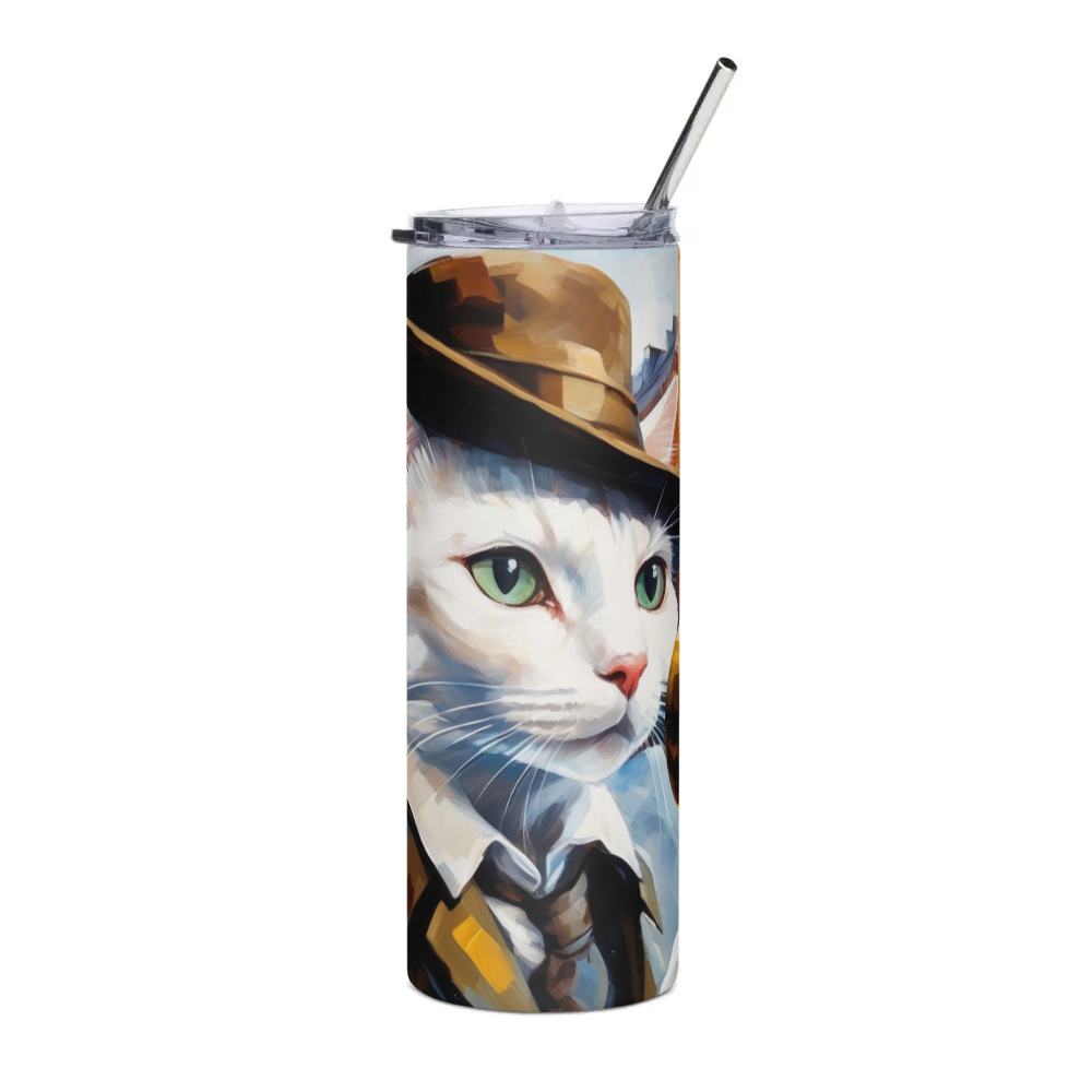 PugMug Custom White Companion Cat Stainless Steel Tumbler
