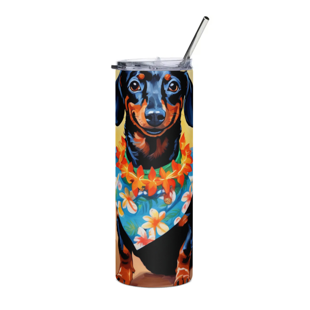 PugMug Custom Black Dachshund Stainless Steel Tumbler