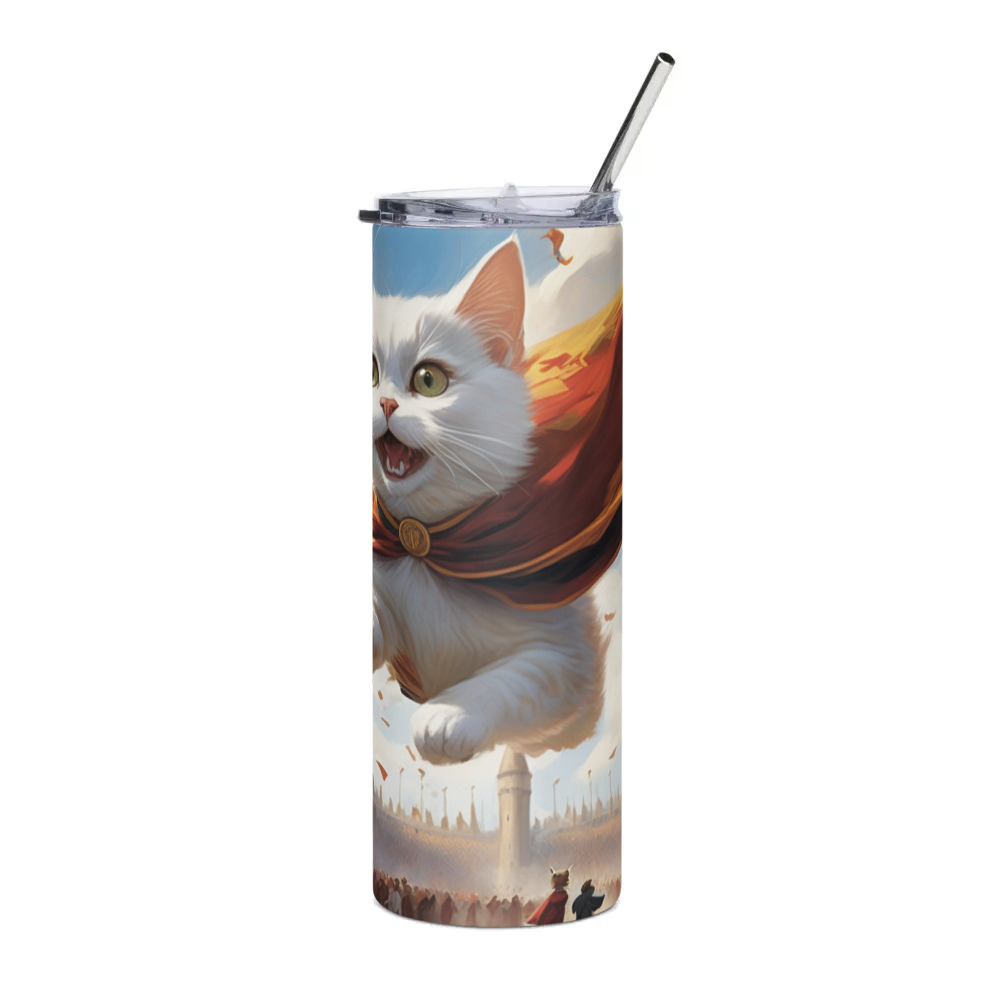 PugMug Custom White Companion Cat Stainless Steel Tumbler
